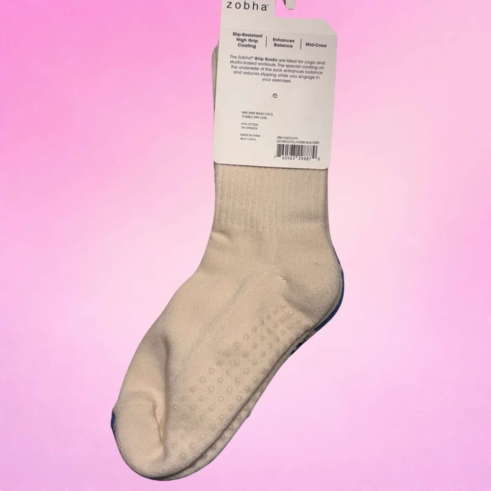 2 Pack Grip Socks Pilates Barre Crew Socks 🩰 🤍 ✨ 🌸 French Striped